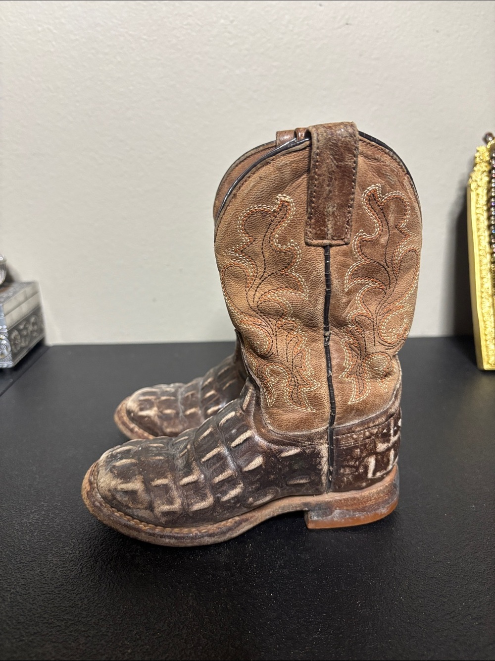 Anderson Bean Broken In Brown Distressed Leather Western Cowboy Boots Size 7